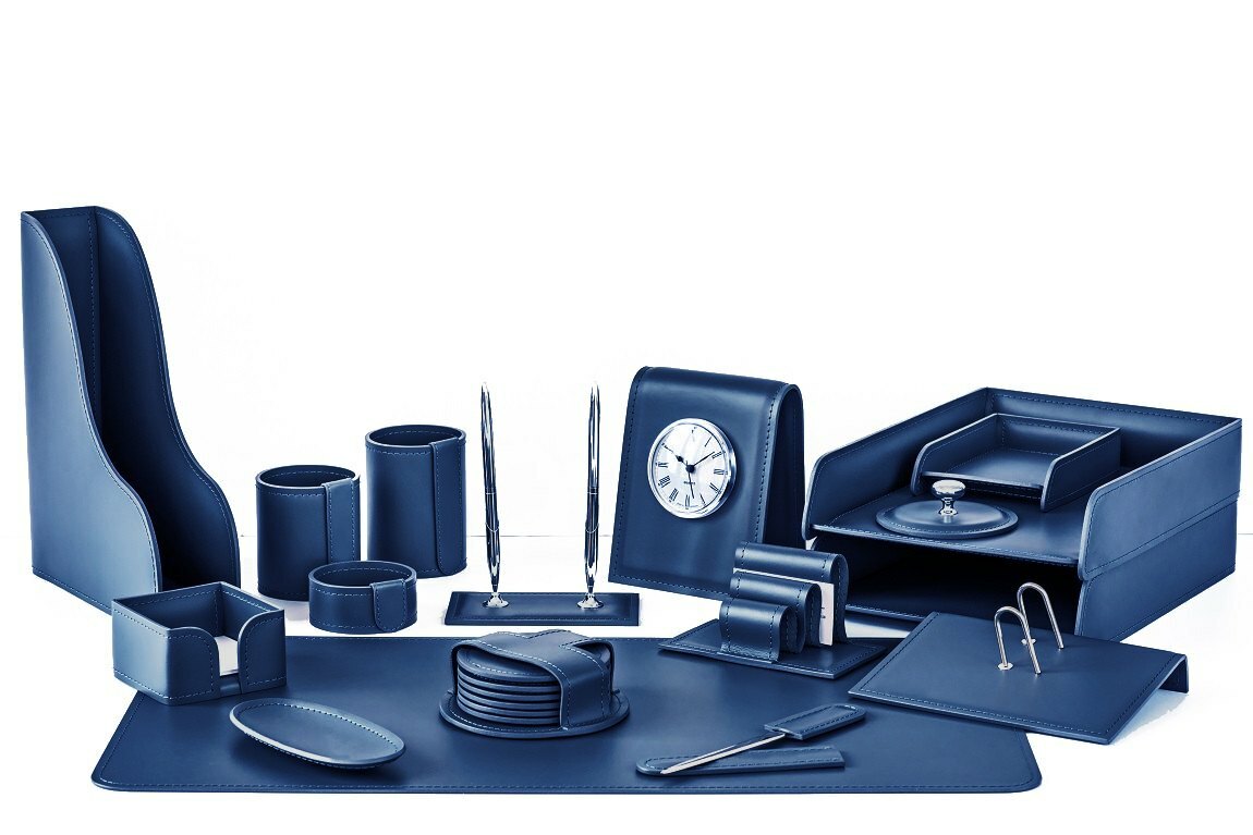 Набор руководителя из кожи цвет сапфир Набор руководителя из кожи цвет сапфир